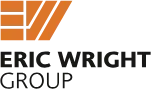 Orange and white Eric Wright Group logo with stacked bars and angled lines.
