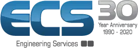 ECS Engineering Services logo, blue and gray text with