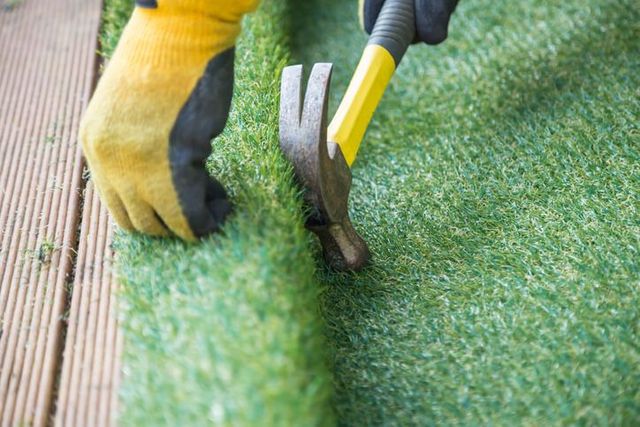 Lush artificial grass installation