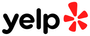 A yelp logo with a red star on a white background.