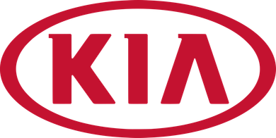 KIA logo in red inside a red oval outline on a white background