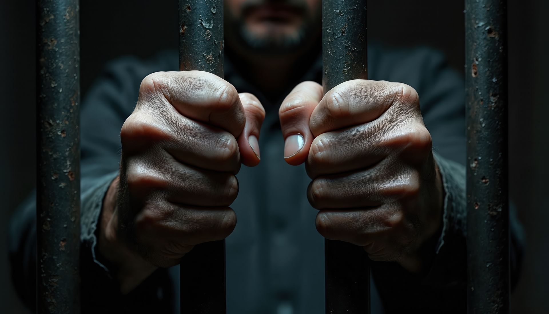 Hands gripping jail cell bars, illustrating a recently arrested person awaiting bail help