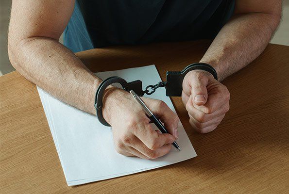 Arrested Man Writing On Paper — St. Minneapolis, MN — Absolute Bail Bonds