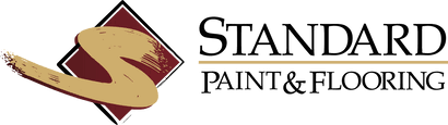 The logo for standard paint and flooring shows a brush and a diamond.