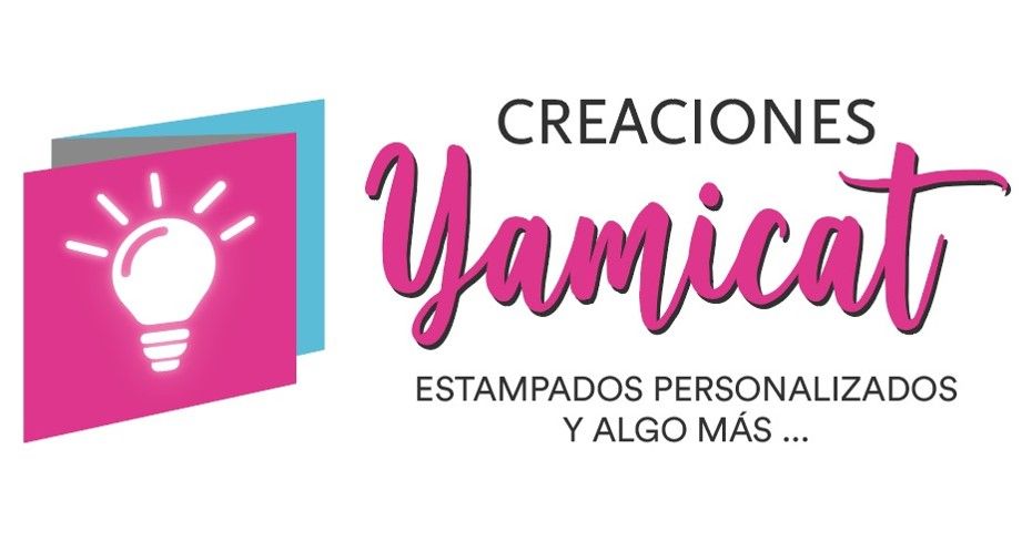 Un logotipo para una empresa llamada Creaciones Yamicat con una bombilla encima.