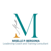 A logo for miselle p. bergonia leadership coach and training consultant