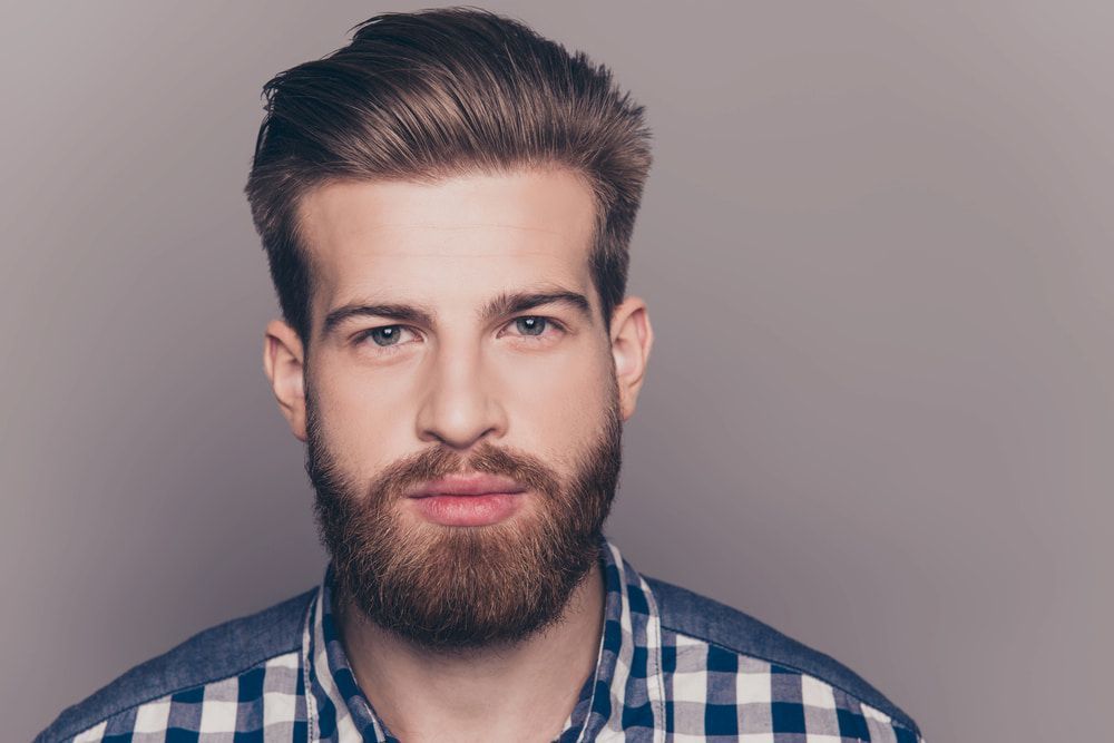 Man With a Full Beard and Styled Brown Hair — Bermann Barbershop in Casey, ACT