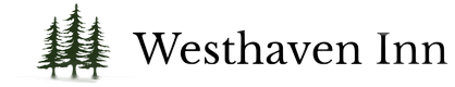 Westhaven Inn logo with three dark green pine trees and text
