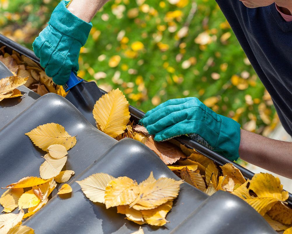 Worker Cleaning House Gutter – Waynesville, NC – All American Pressure Washing