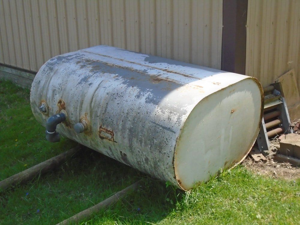 old oil tank outside the house