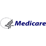 A medicare logo with a bird in a circle on a white background.