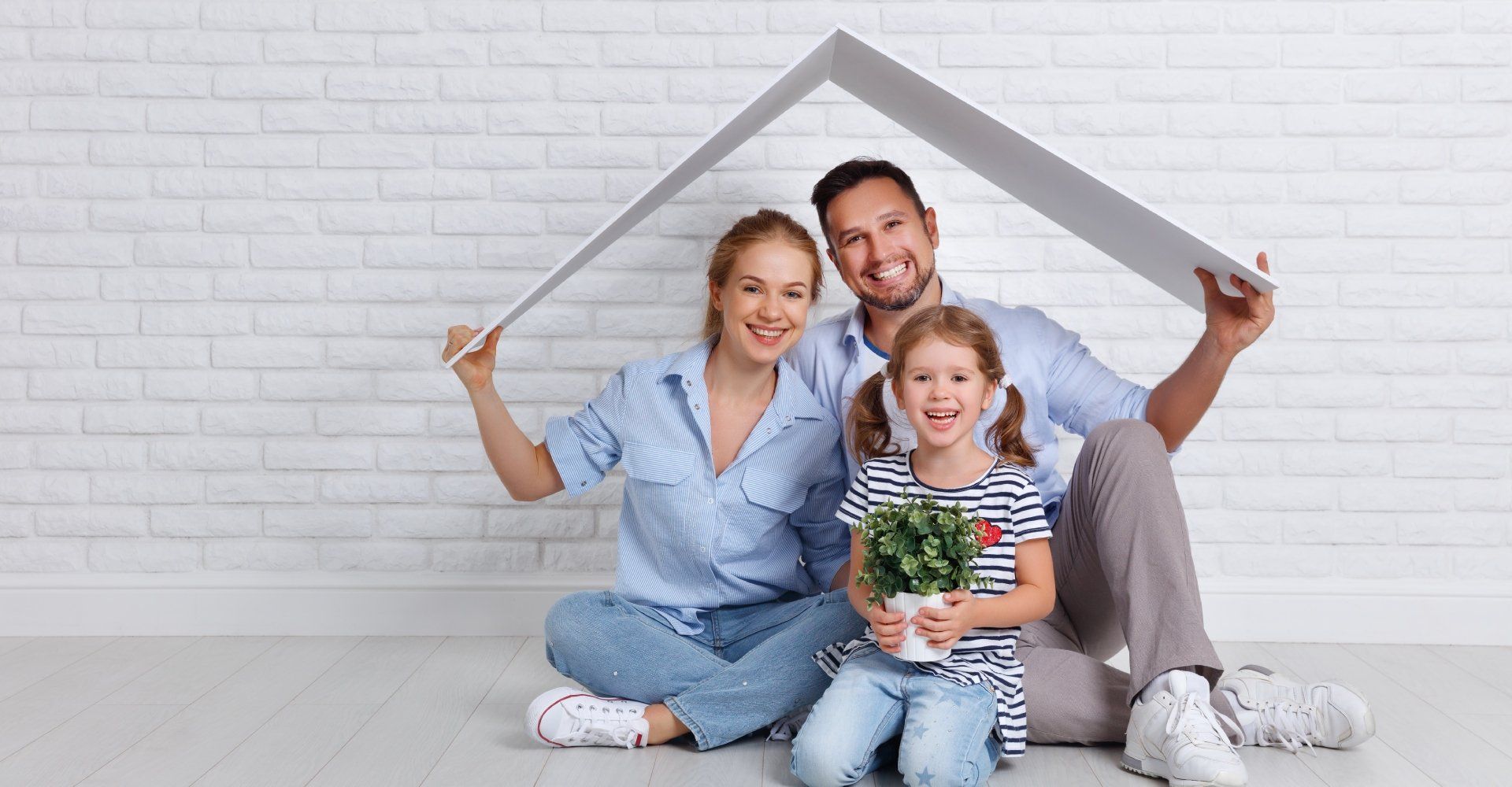 Happy family of three