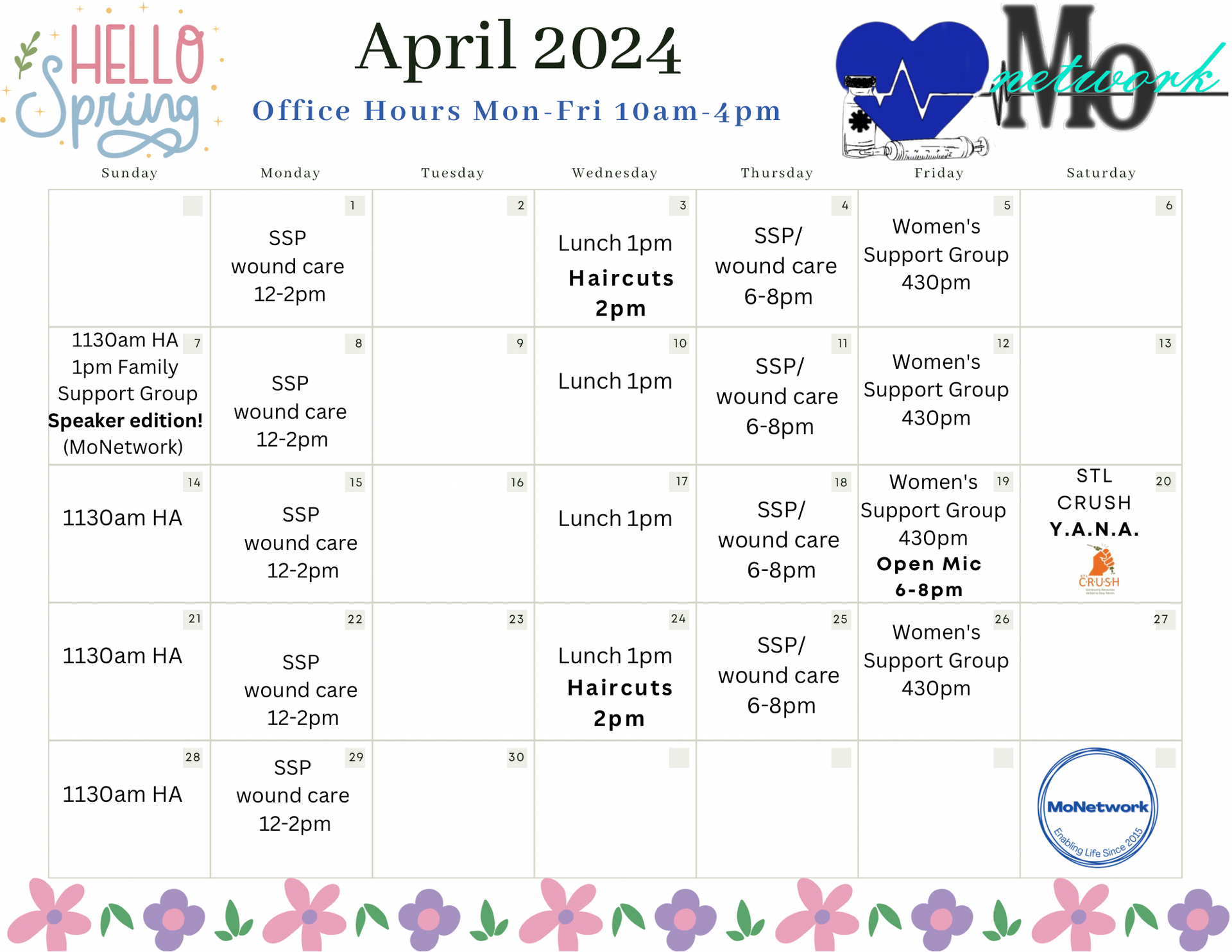 April MoNetwork Calendar