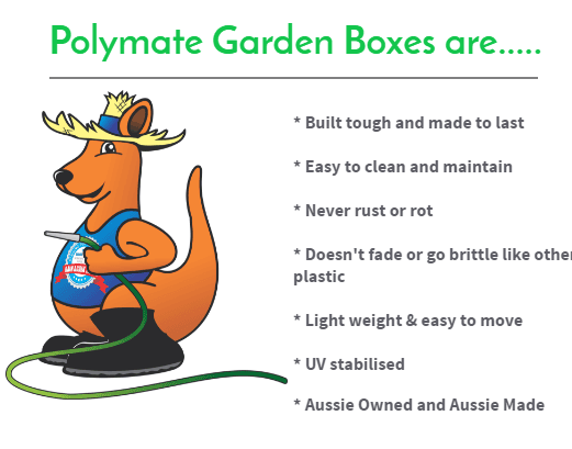 Polymate Garden Boxes with Kangaroo Comic Image | Queensland | Rain Again Tanks
