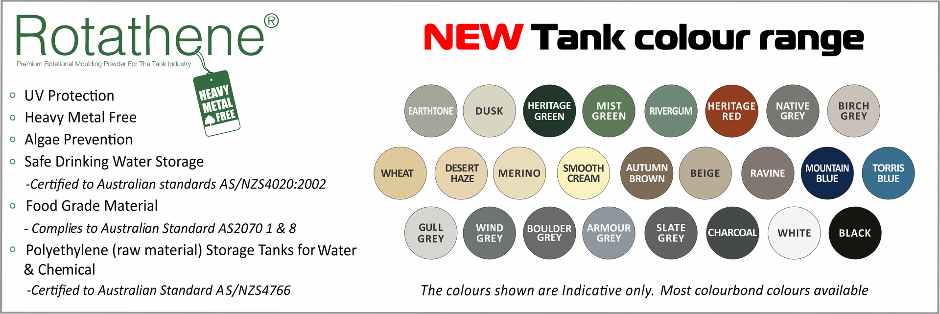 Colour Chart | Queensland | Rain Again Tanks