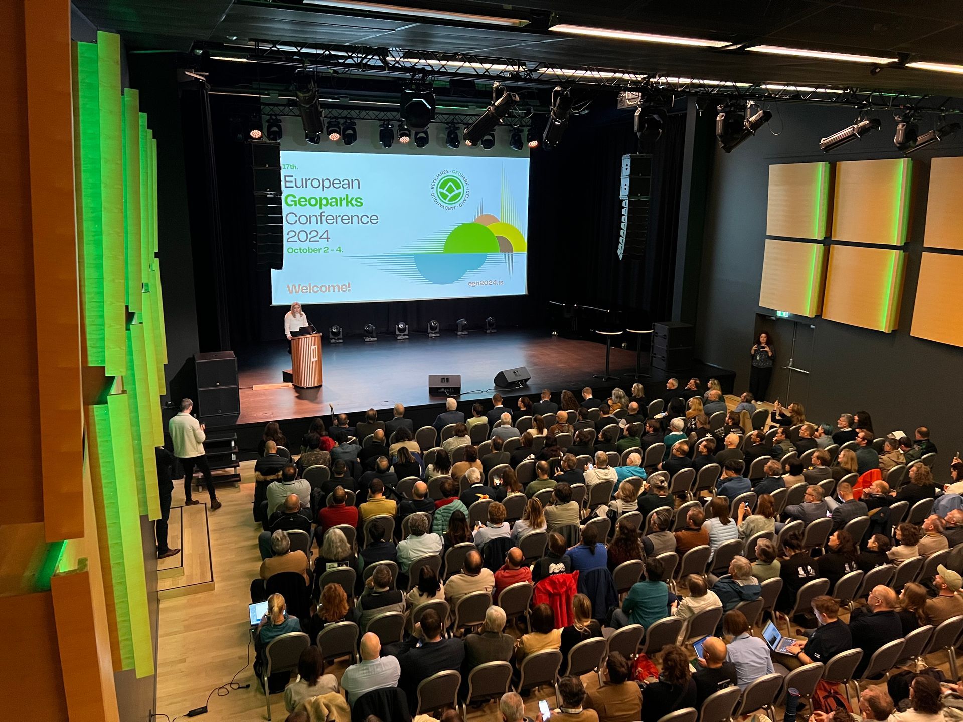 Opening speech at European Geoparks Conference 2024 in Stapi conference hall.