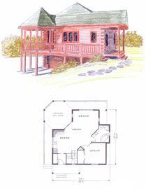A drawing of a house next to a floor plan