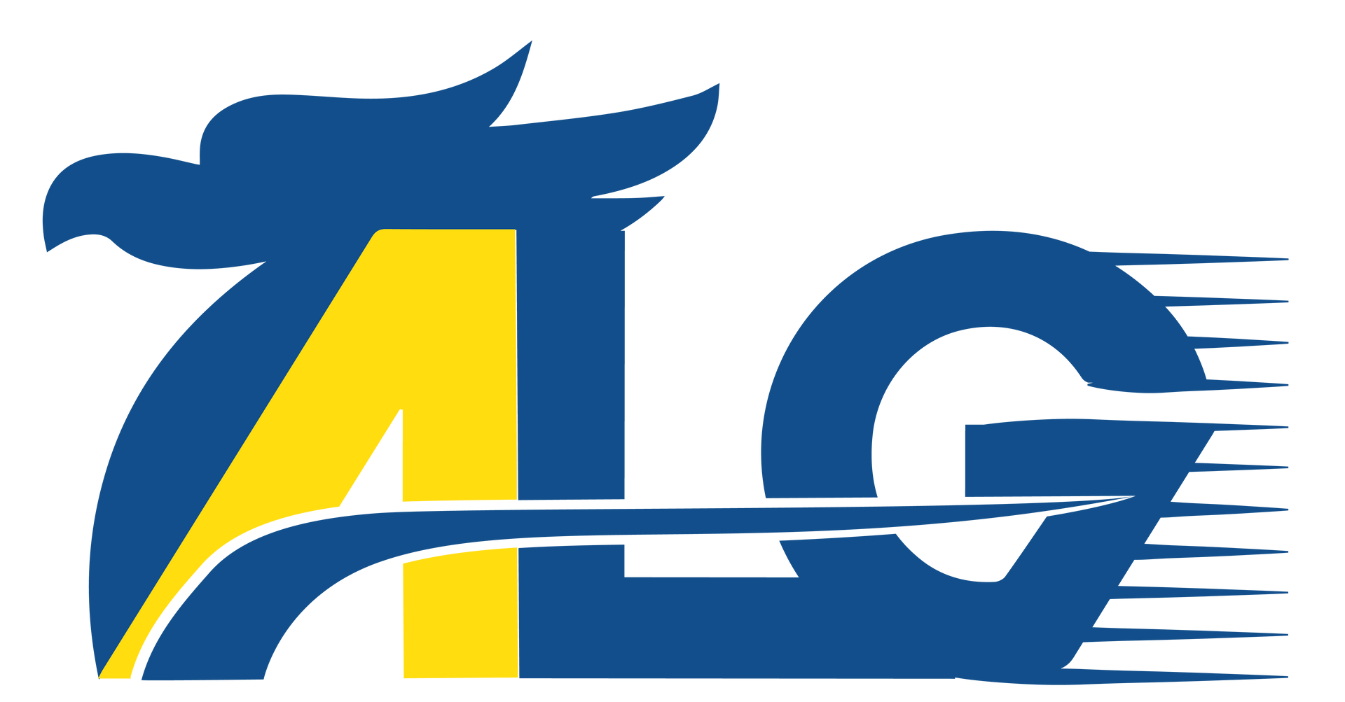 Logo con testa di uccello blu e scritta 