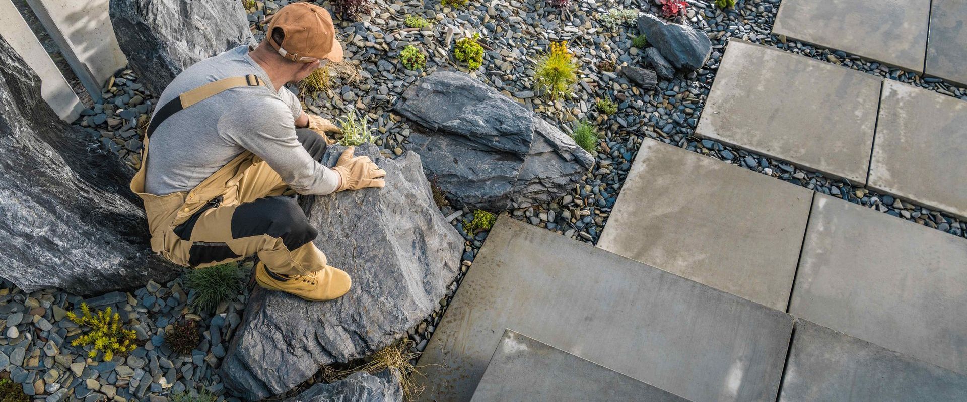 Backyard Xeriscape With Large Paver Steps