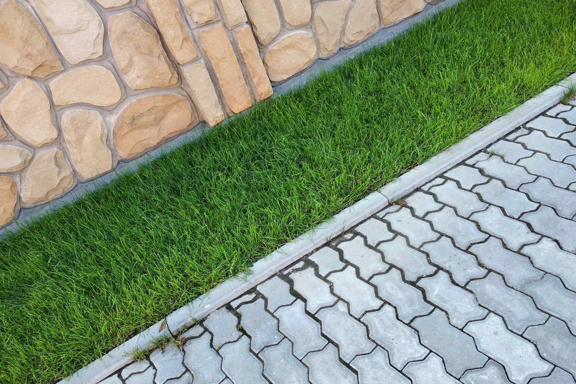 Brick Paver Walkway With Artificial Turf