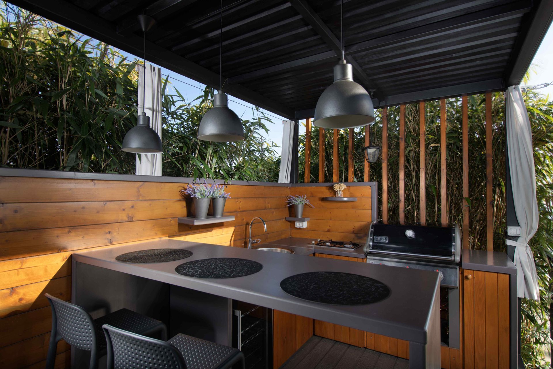 Open Air Outdoor Kitchen In Backyard