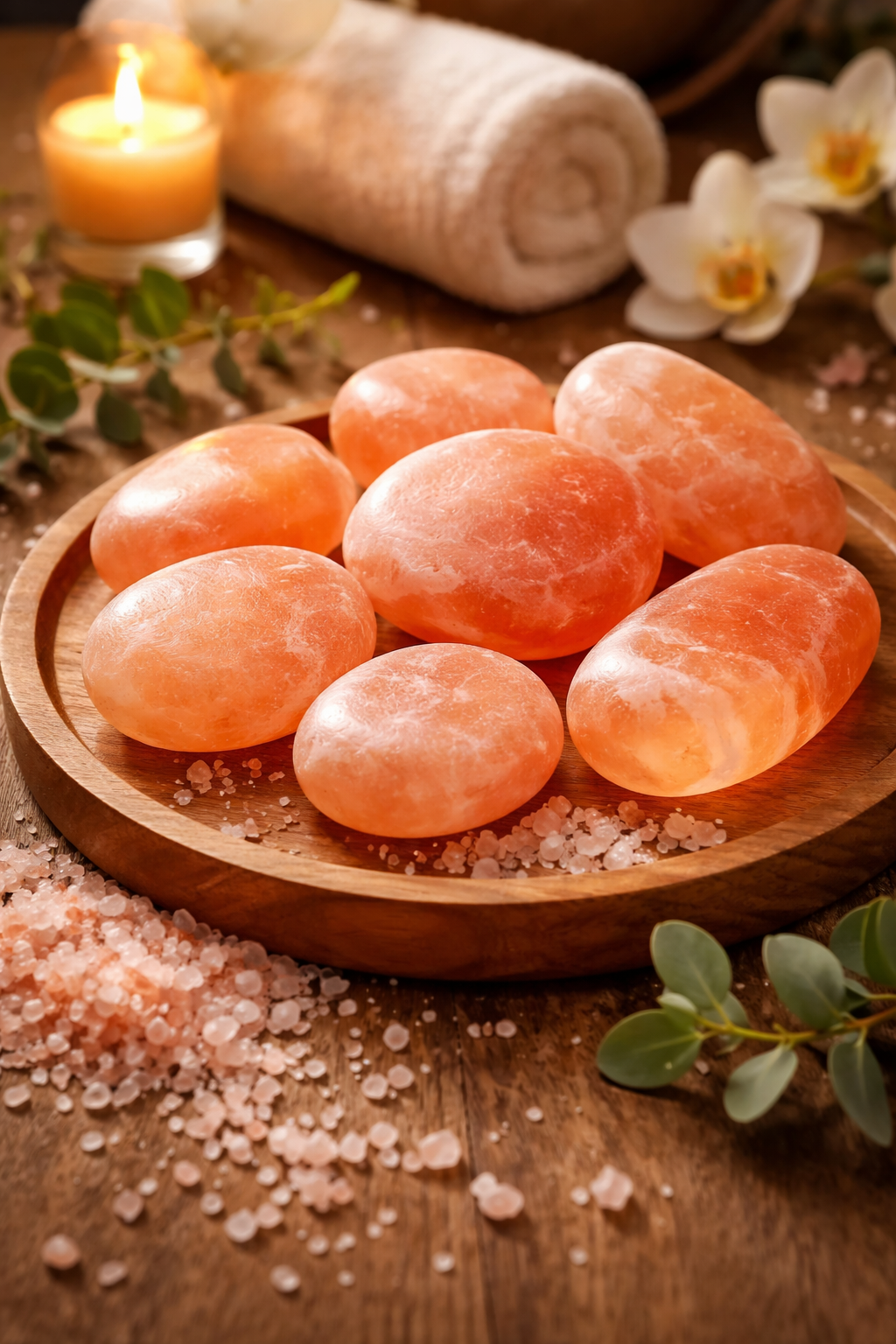 Illuminated Pink Himalayan Salt Lamp Glowing Warmly.