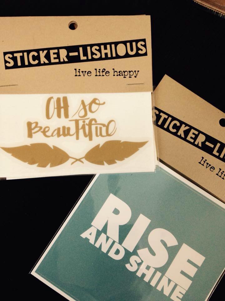 Three stickers with one that says rise and shine from Stickerlicious