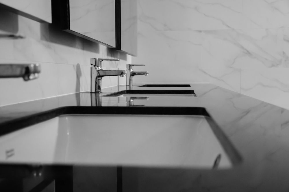 Black and White Image of Three Sinks — Brayden Stewart Building In Forster, NSW