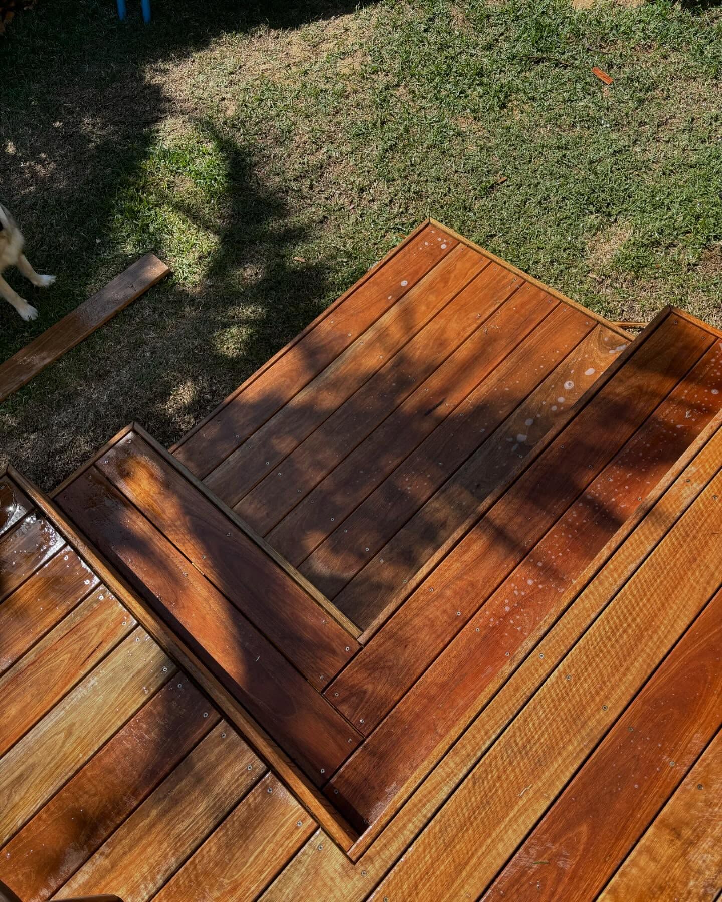 Wooden Deck With Steps in Sunlight — Brayden Stewart Building In Tuncurry, NSW