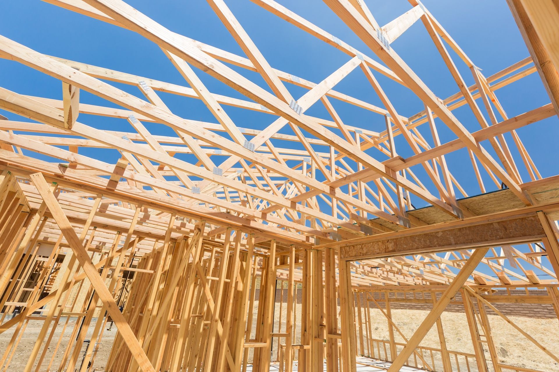 Roof Under Construction, Wooden Trusses — Brayden Stewart Building In Tuncurry, NSW