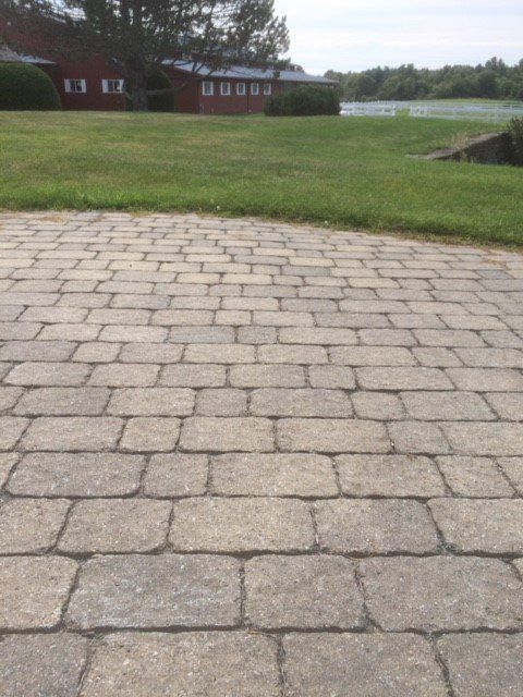 closeup of cement brick walkway