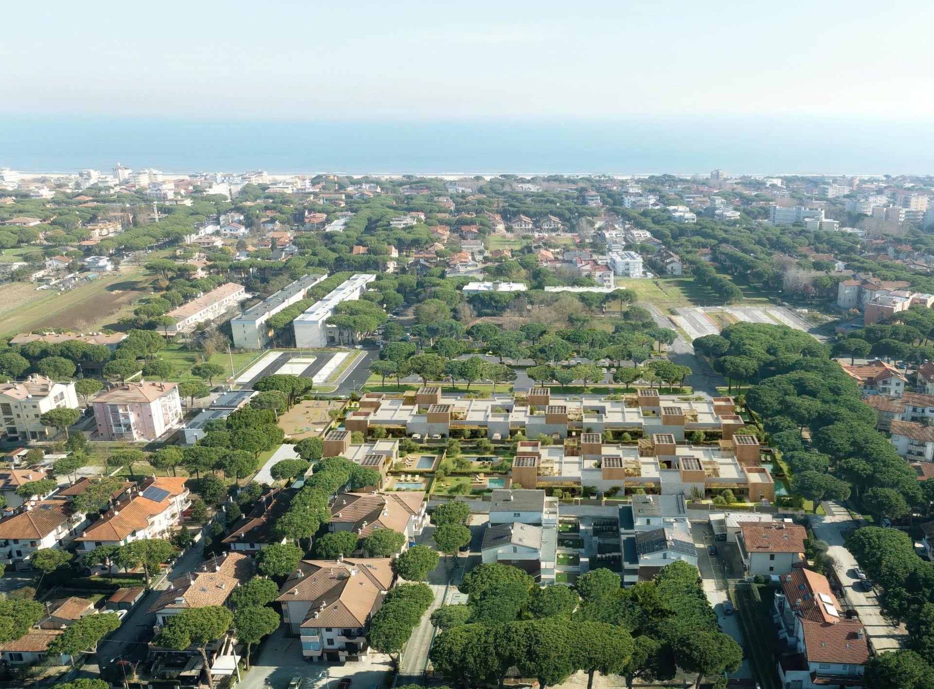 Vista aerea di una città.
