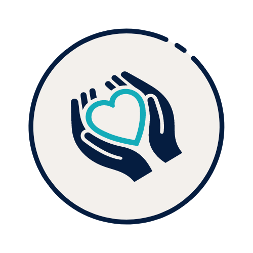 A pair of hands holding a heart in a circle.