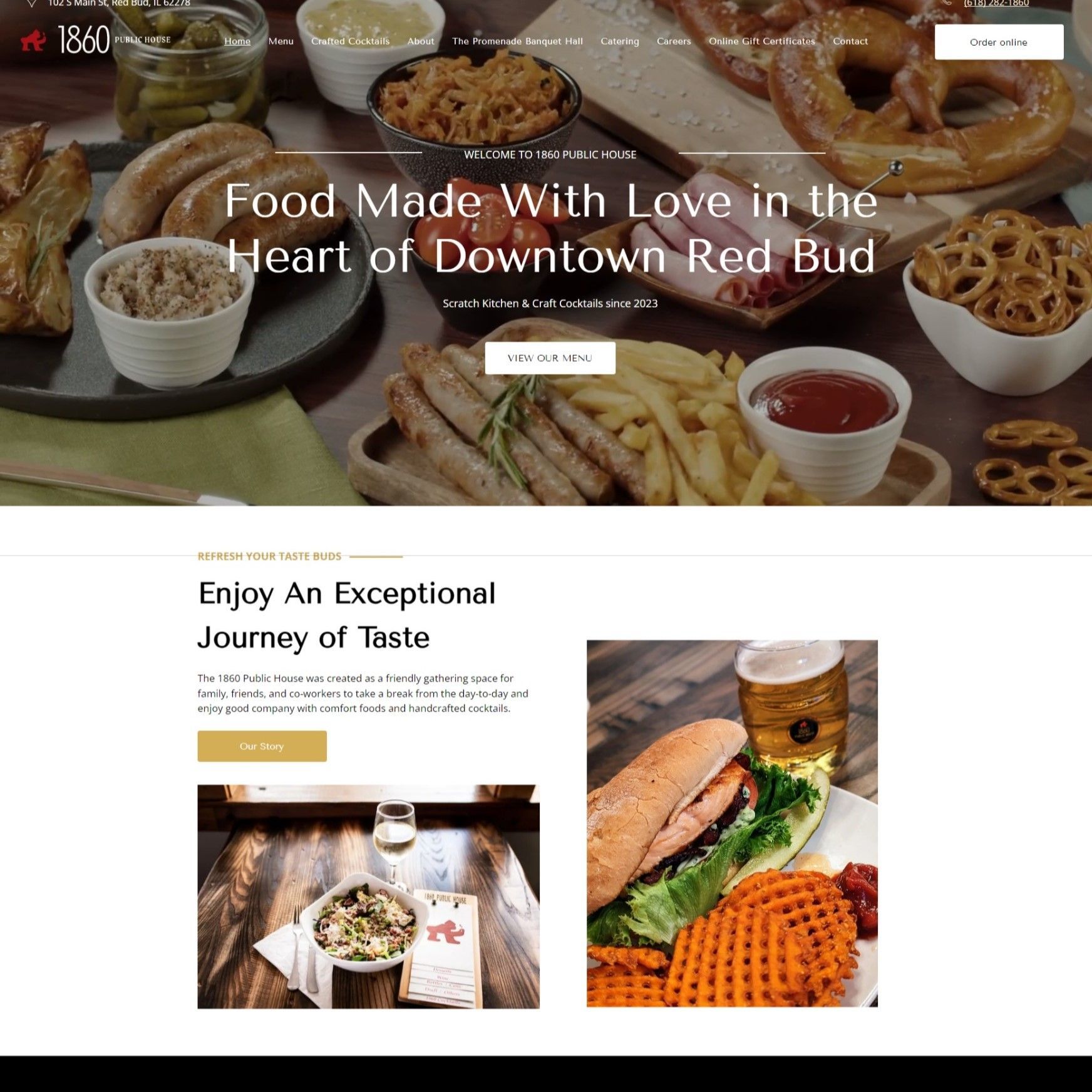 A website called food made with love in the heart of downtown red bud