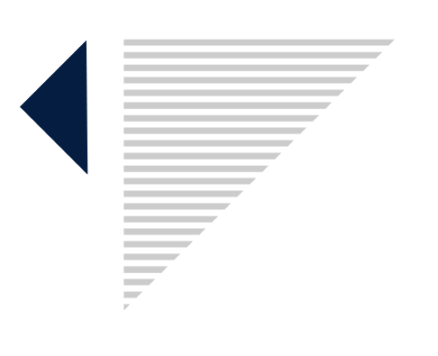 A blue and white striped triangle with a blue arrow pointing to the left.