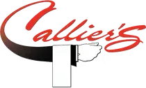 A logo for a restaurant called callier 's with a hand holding a napkin.