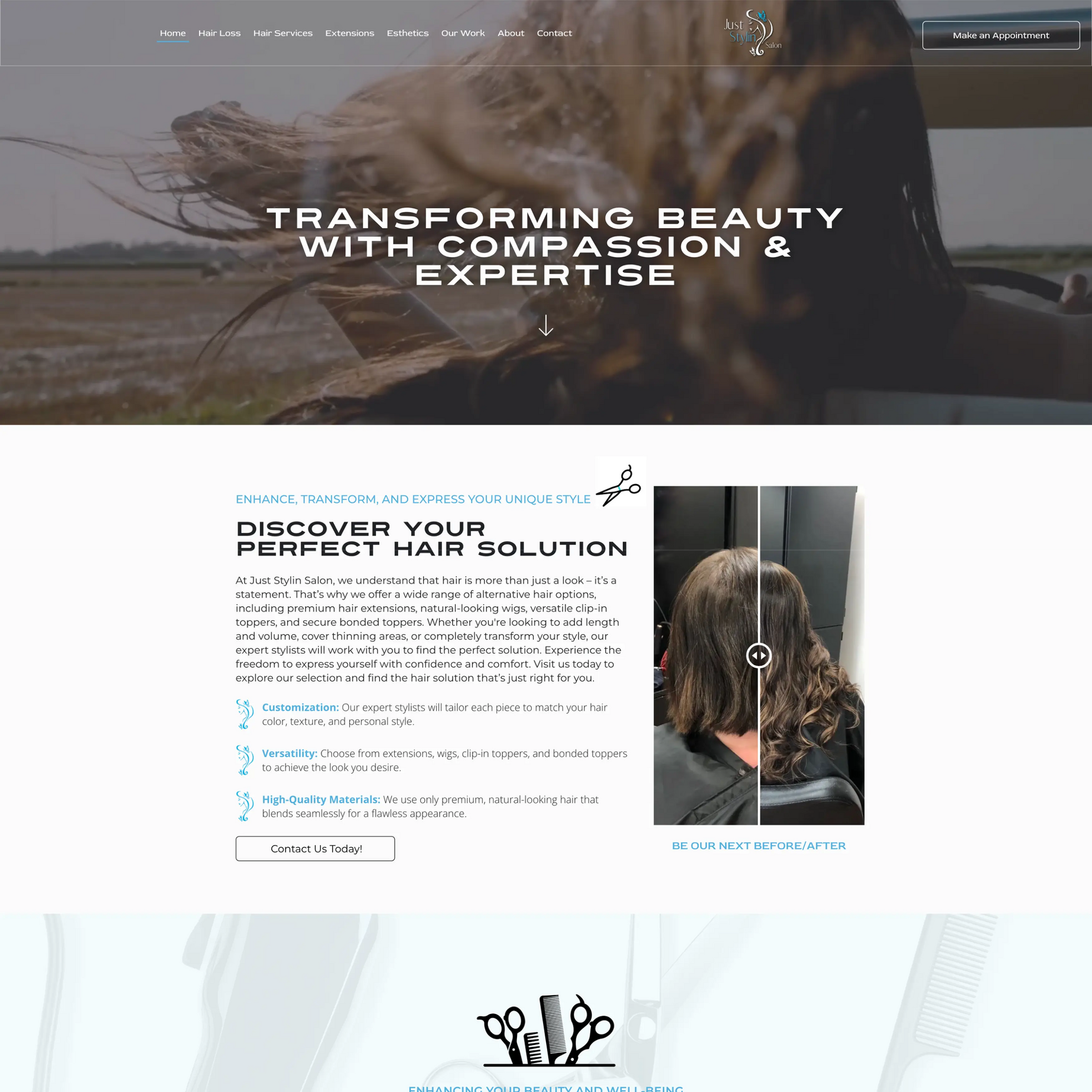 A screenshot of a website for a catering company