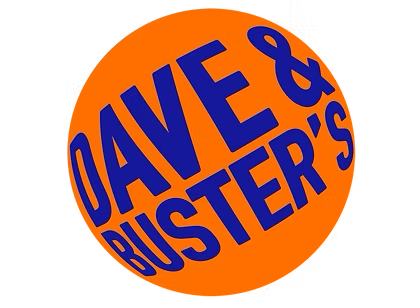 The blue Dave & Buster's logo on an orange circular background.