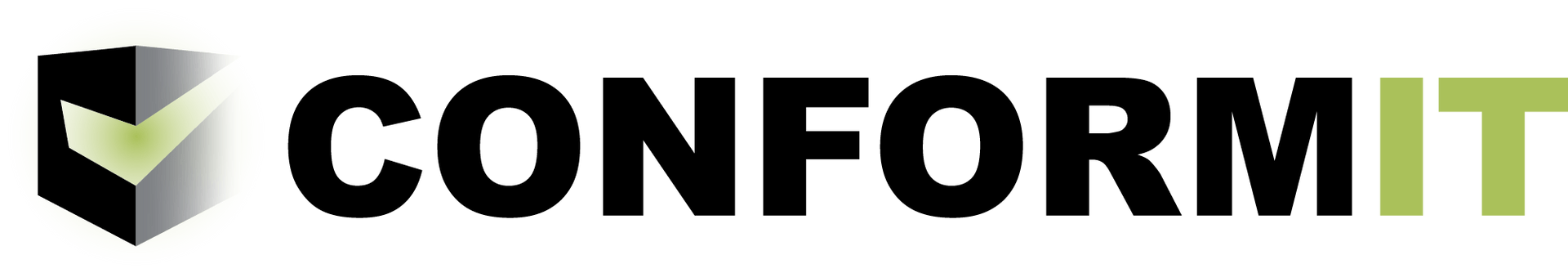 Logo voor ConformIT, een technologiebedrijf. Het logo bestaat uit een vinkje in een schild en de bedrijfsnaam.