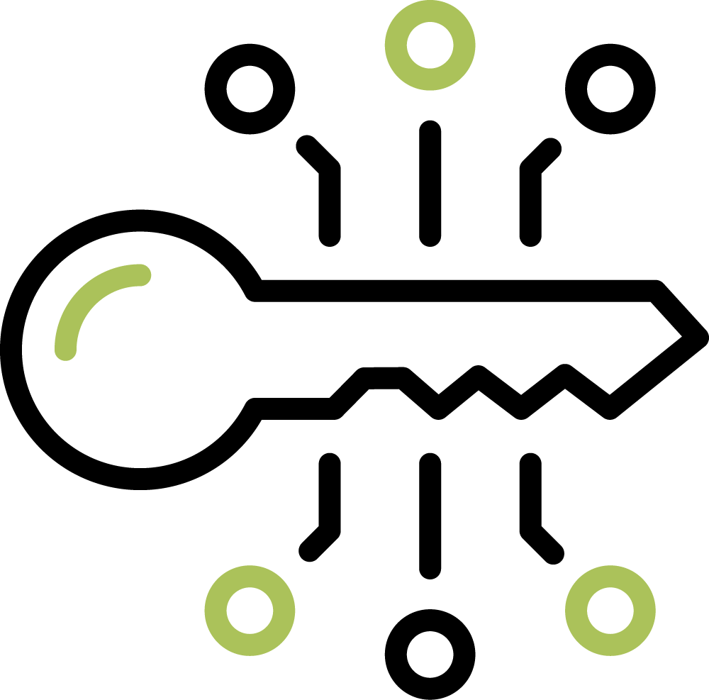 Sleutel met printplaatontwerp, symbool voor veiligheid en toegang.