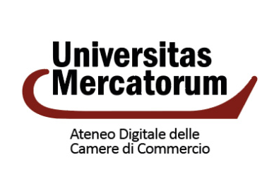 Logo Universitas Mercatorum con linea curva rossa; il testo sottostante dice 