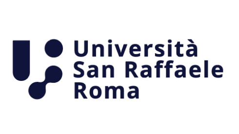 Logo of Università San Raffaele Roma, navy blue emblem with text.