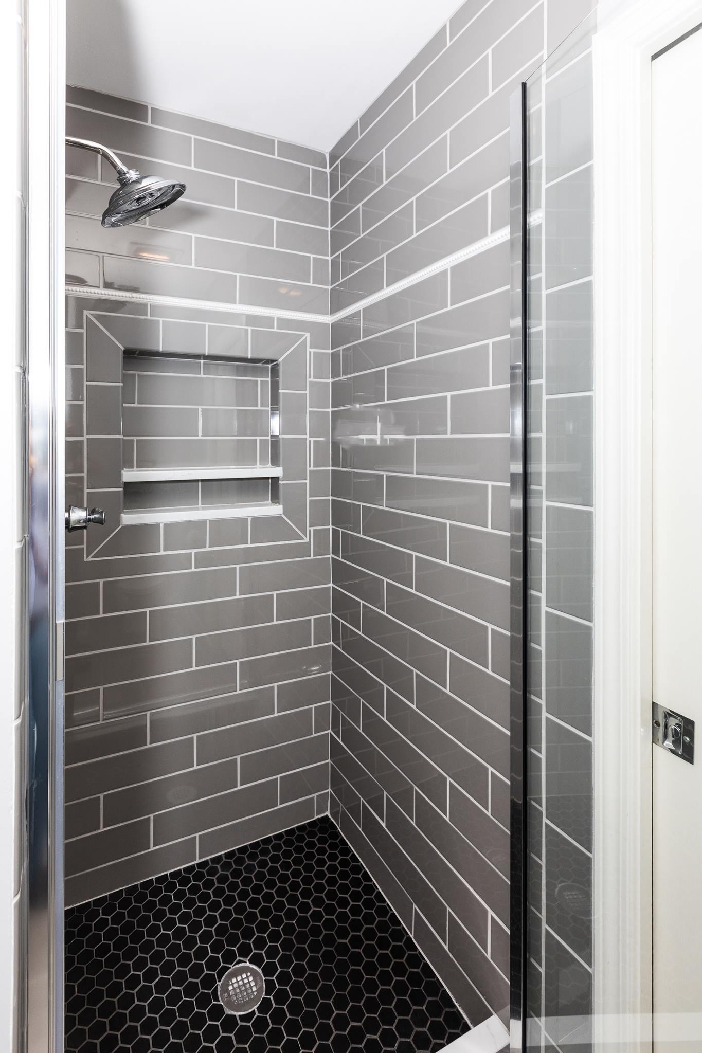 Gray brick design bathroom — Louisville, KY — AWS Remodeling & Design
