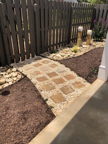 There is a fire pit in the middle of the garden.