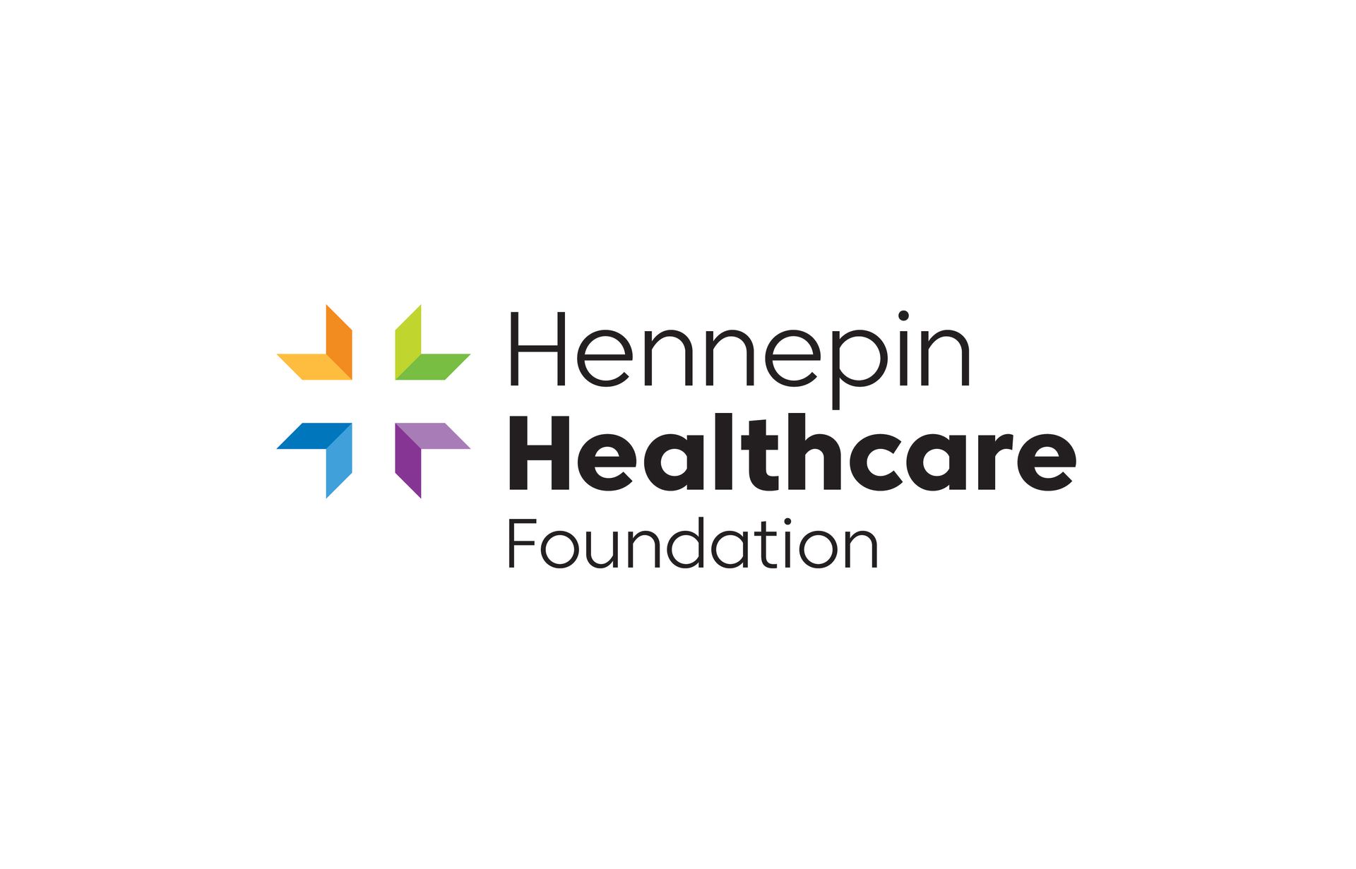 Hennepin Healthcare Foundation logo: Multi-colored cross with 
