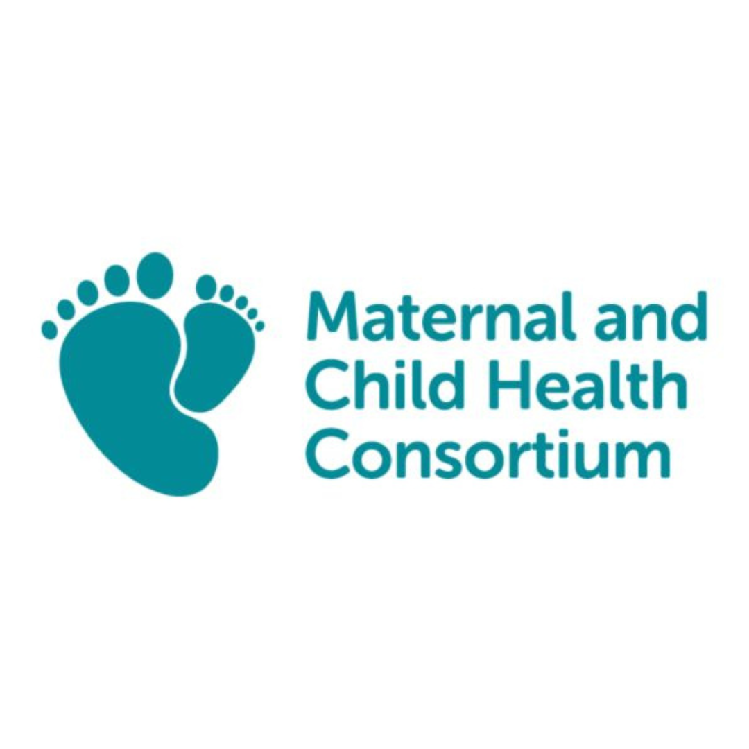 Teal footprint logo beside text: Maternal and Child Health Consortium.