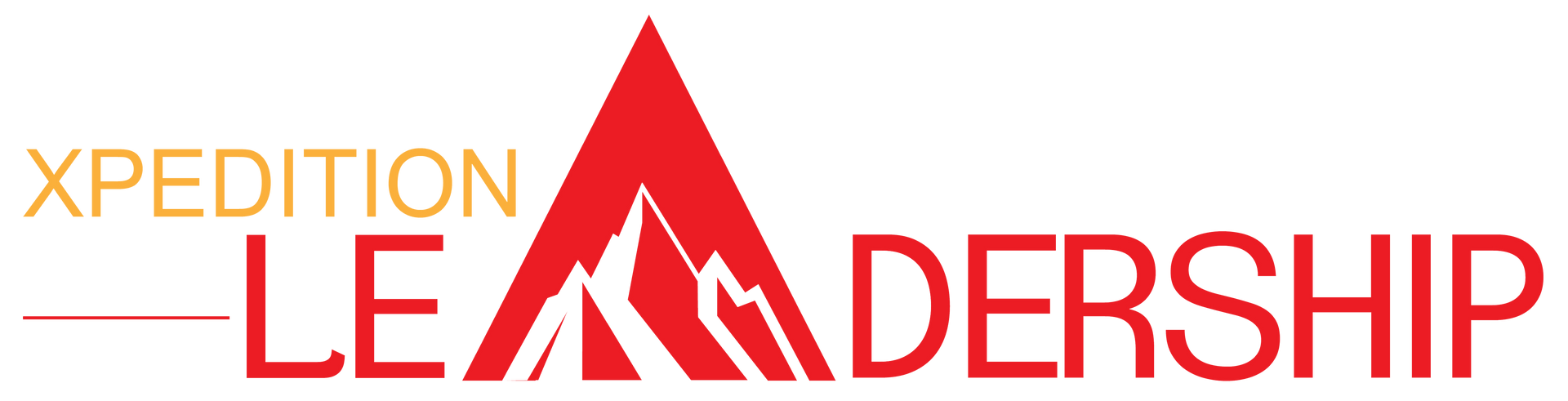 Logo: Red mountain within triangle,