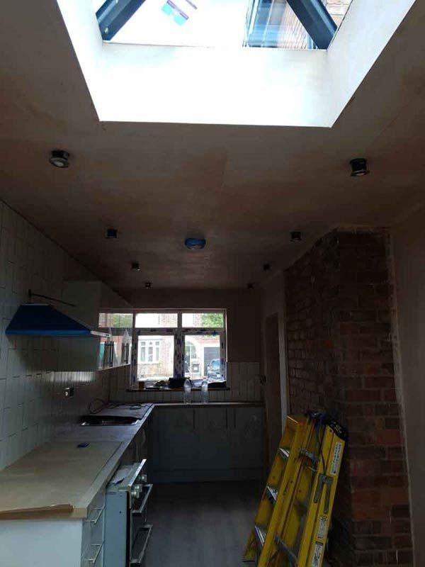 kitchen installed with heat and smoke detector and lights