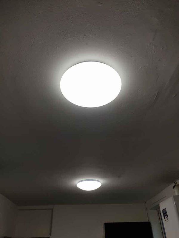 ceiling lamps switched on