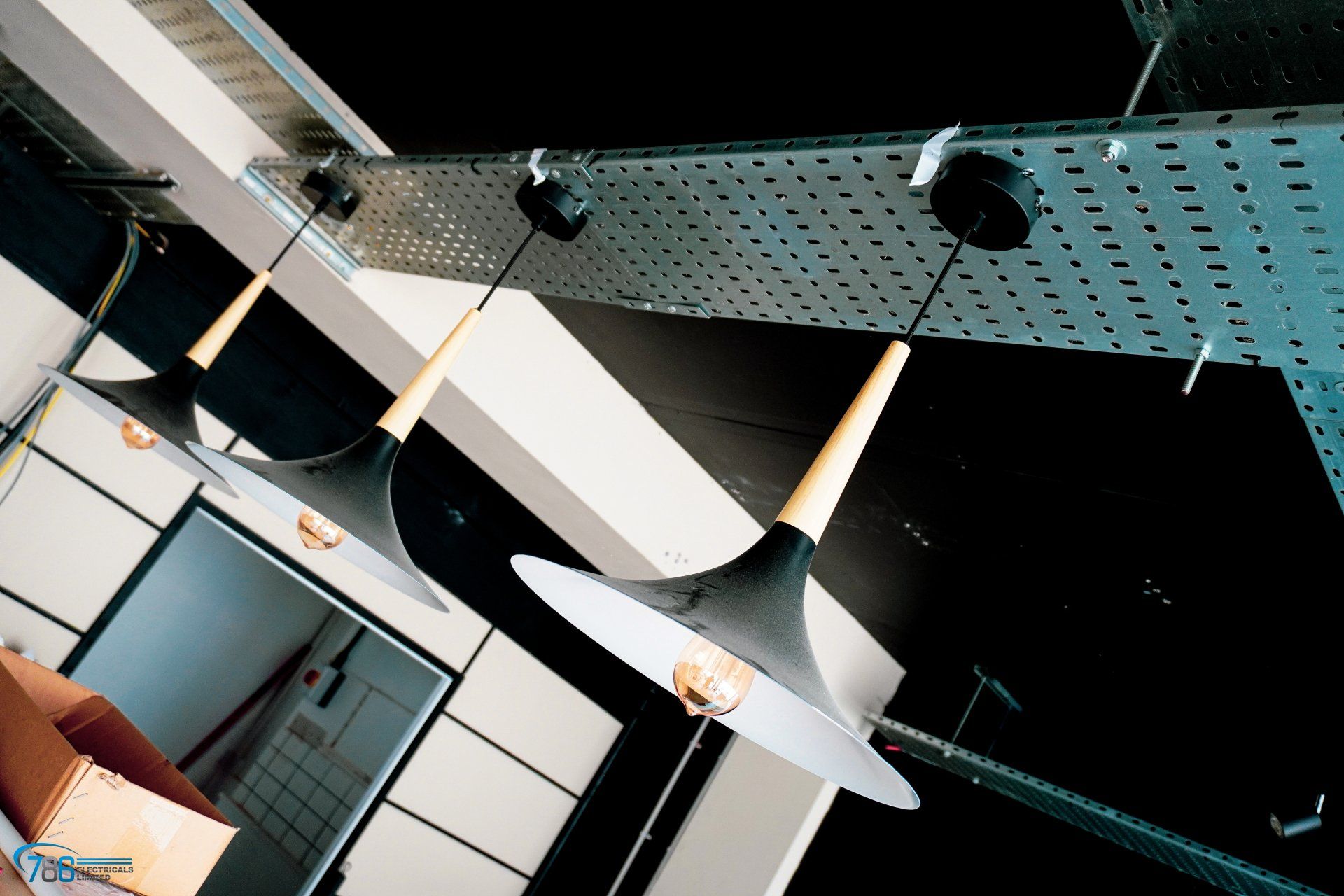 Electrician Leicester light fittings on cable tray